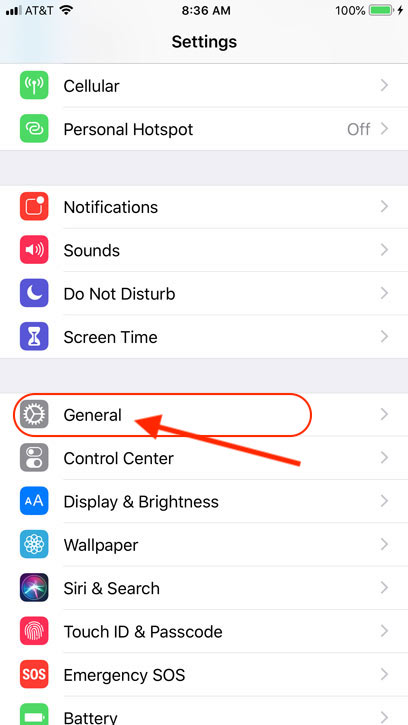 Go to Settings on your iOS device