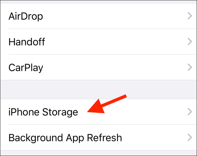 Select "iPhone Storage