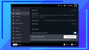 factory reset steam deck